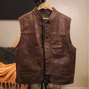 Leather Vest Mens Brown